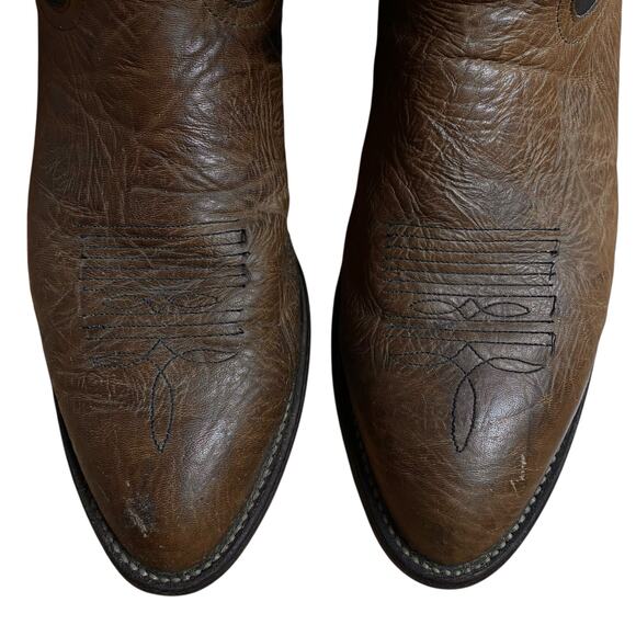 Tony Lama Brown & Black Leather Cowboy Boots Mens 11 D Western Rodeo 6171 - Picture 6 of 10